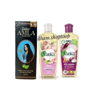 Pack 3 Huiles Capillaires Dabur Amla & Vatika (200ml x 3) – Amla, Ail & Oignon Rouge 