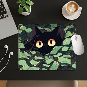 1pc Tapis de Souris Petit Illustration Très Fraîche Chat Noir Trèfle, Tapis de Souris Petit en Caoutchouc Antidérapant, Petit Tapis de Souris, Convient aux Joueurs de Jeux PC, Programmeurs, Tapis de Souris Petit pour Clavier Mécanique de Bureau à Domici