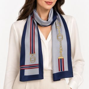 Jean Louis Scherrer Homme Foulard Femme Toucher Soie 90 × 180 cm – Gris, Bleu Marine et Bordeaux