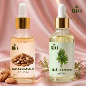 Bio Huile de amande douce 50 ml et Huile de armoise 50 ml routine beauté
