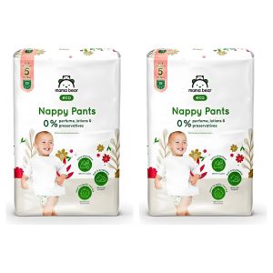 Mama Bear Lot de 2 - Culottes Bébé Eco - Protection 0% Parfum Lotions & Conservateurs - Confort & Absorption - Taille 5 13-18 kg