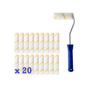 Rouleau de Peinture Murale Jaune avec pièces de Brosse en Mousse 20 pièces