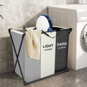 Panier à 3 Grilles de Rangement pour Vêtements Sales, Grand Organisateur à Linge Pliable, Étanche