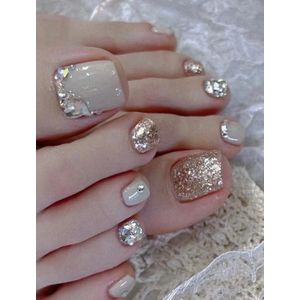 24 pièces Ongles faux de pieds en forme de cercueil courts