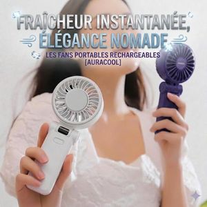 Ventilateur Portable Pliable USB – Mini Ventilateur Rechargeable 5 Vitesses avec Écran Digital, Silencieux, Idéal Voyage, Bureau et Camping - Couleurs Aléatoires