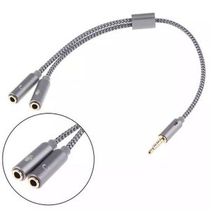 câble AUX 3.5mm 1 mâle à 2 femelle