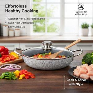 Poêle en Aluminium avec Couvercle en Verre – Cuisson Homogène et Rapide