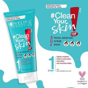Eveline Cosmetics  EvelineCosmetics 3 en 1 Gel Nettoyant & Gommage & Masque Visage- 200ml