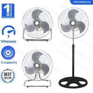 bonana  Ventilateur posable sur pied - 3 supports - 50W - INOX