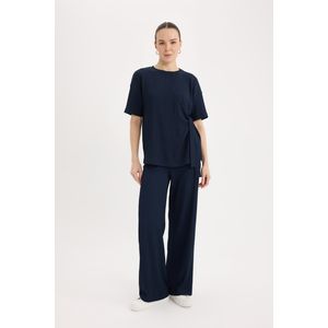 Defacto Pantalon Femme coupe droite extensible - Bleu marine - C0200AX.