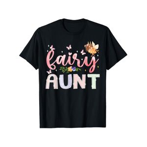 T-shirt Homme Tante Fée Magique Floral & Graphique Féérique -  Coupe Décontractée Col Rond, Tissu Doux Pré-Recoupé Respirant, Tenue d'Anniversaire & de Fête de Noël sur le Thème des Fées avec Lettrage Pailleté & Imprimé Cœurs Papillons - Tailles Disponi