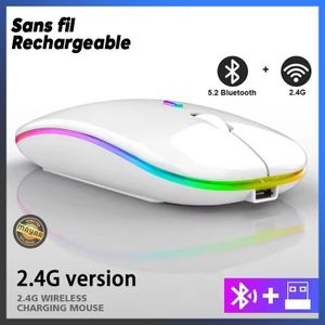 فأرة لاسلكية صامتة قابلة لإعادة الشحن - فائقة النحافة، مريحة وثنائية الوضع (بلوتوث + 2.4 جيجاهرتز)