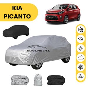 Bâche voiture imperméable double face – Protection complète contre pluie, soleil et poussière + sac offert ( KIA PICANTO )