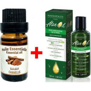 Palmarès des terroirs Marocains زيت أساس قرفة 10مل + زيت الألوفيرا البوراش لعلاج التجاعيد، الخطوط البيضاء و الكلف 100مل