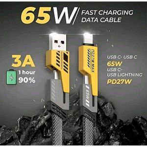 كابل USB 4 في 1 PD 65W 27W نوع C ذو موصل مزدوج، شحن سريع، نمط ميكا، لأيفون 15، سامسونج، شاومي