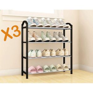3PCS Porte-chaussures meuble de rangement sur pied, organisateur pour porte d'entrée