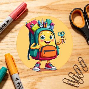 24/48 autocollants pour sac à dos, fournitures scolaires de dessin animé, motif ciseaux, crayons et horloge, orange, bleu, rose, jaune, pour décorations de bureau et d'étude