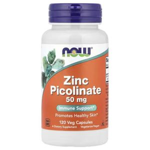 Now Foods Zinc Picolinate 50 mg 120 Capsules | Complément Haute Biodisponibilité | Immunité, Testostérone & Peau Saine