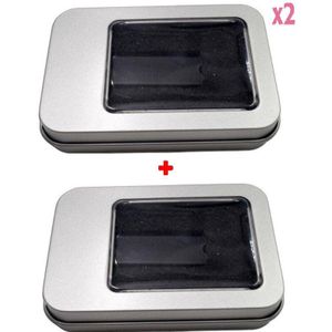 2 Boite Cadeau en metal avec fenêtre Rangement pour 1 cle USB etui de présentation acier inoxydable