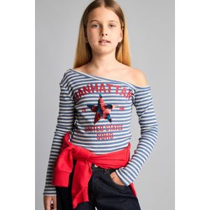 Defacto T-shirt ajusté imprimé à col bateau et manches longues pour garçon