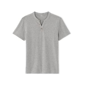 Celio T-shirt regular col tunisien coton mélangé - HEATHER GREY -