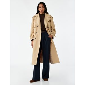 Koton Trench-coat en gabardine ceinturé - Chameau
