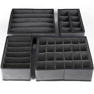 4 boîtes de rangement sous-vêtements pliables, tiroirs de penderie, sous-culottes, chaussettes,
