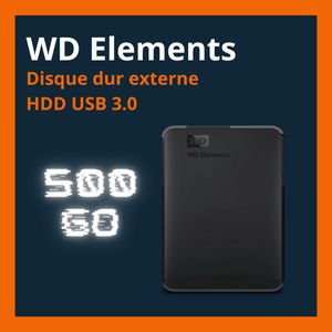 Disque dur externe Western Digital WD Elements Portable WDBUZG5000ABK - Disque  dur - 500 Go - externe (portable) - USB 3.0