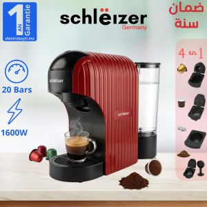 schlëizer Machine à café 4en1 - 20 Bar - 1600W - Capsules, dosettes et café moulu