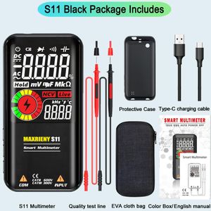Maxrieny S11 Digital Smart Multimeter Color LCD Display 9999 DC AC Voltage Capacitor Ohm Diode USB Recharge Electric Tester