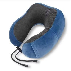 Oreiller de voyage  - Oreiller cervical en coton à mémoire de forme doux et confortable, à rebond lent, pour un soutien optimal de la tête et du cou , Respirant et lavable. Kit de voyage en avion