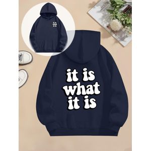 Pull Femme Noir - Sweatshirt Graphique Minimaliste "C'est Ce Qu'il Est", Pull Doux pour Tenues Décontractées Automne/Hiver, Vêtement Lavable en Machine