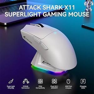 ATTACK SHARK  Souris Gamer sans fil ATTACKSHARK X11 Blanc