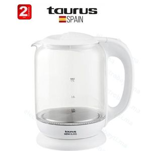 Taurus  Bouilloire en Verre Siena Glass 2200 W, 1,7L acier inoxydable - 2 ans de garantie