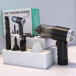 Aspirateur à Main Sans Fil 3-en-1 AS-228 Rechargeable USB pour Voiture, Maison et Clavier – Noir