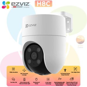 Caméra d'intérieur pour domicile intelligent panoramique et inclinable  ronde 2K filaire ou sans fil blanc électrique H6C Pro EZViz, 1 pièce, Communication, sécurité et accès