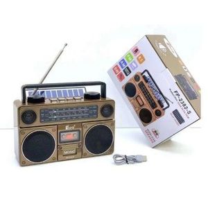 Fepe Radio solaire rétro 3 bandes et enceinte Bluetooth sans fil FM, AM, SW, port USB, lecteur de carte mémoire 