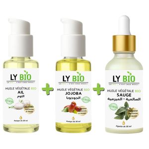 LY BIO PACK HUILE AIL 50ML - POMPE + HUILE JOJOBA 50ML - POMPE + HUILE SAUGE 50ML - PIPETTE