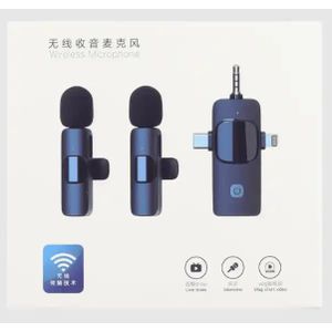 Microphone Cravate Sans Fil Double 2 en 1 Réduction de Bruit pour Vlog Live Streaming et Enregistrement Audio