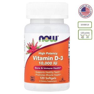 Now Now-Foods Vitamine D3 10000 IU – 120 Softgels – Complément Soutien Immunité & Os