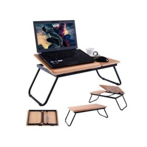 Table Pliable pour PC Portable en Bois - Support Ordinateur Ajustable pour Lit et Canapé