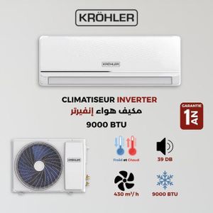 KRÖHLER Climatiseur Inverter Split Système Chaud & Froid - 9000 BTU