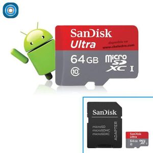 Sandisk Carte Mémoire d'Imagerie MicroSDXC Ultra 64 Gb Carte Mémoire + Adaptateur SD jusqu'à 80 Mo/s, UHS-I Classe 10