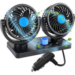 Ventilateur Double Tête pour Voiture – Refroidissement Rapide, Rotation 360° et Installation Sans Outils