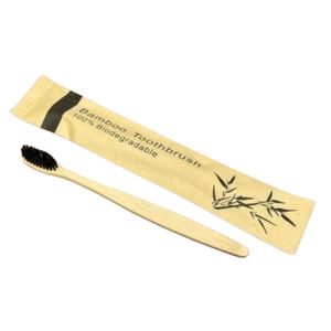 Brosse à dents en bambou & Poils doux en Charbon de bois -100% Naturel, Sain & Biodégradable [Noir]