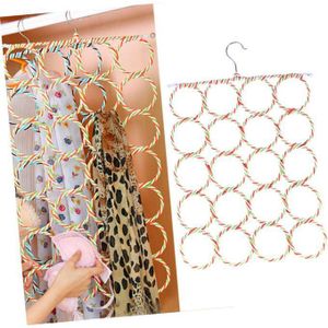 Porte-écharpe en corde à 20 anneaux, Cintre foulard ceinture et cravates