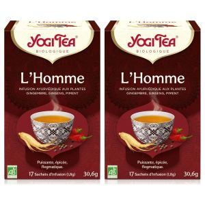 Lot de 2 - Yogi Tea L'Homme Infusion Biologique Gingembre Panax Piment - 17 Sachets