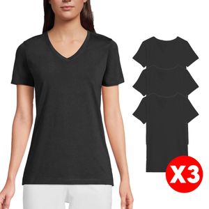 Pack De 3 T-shirts Col V Femme Coton Bio Noir
