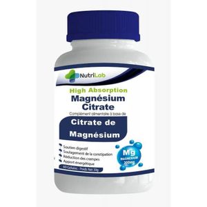 Hybrid Nutrilab Magnésium Citrate Haute Absorption 300mg - Digestion, Crampes et Énergie - 60 Gélules