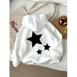 1 pc Hoodie Surdimensionné, Hoodie Imprimé Motif Étoile Tendance et Polyvalent, Printemps et Automne, Vêtements pour Femmes